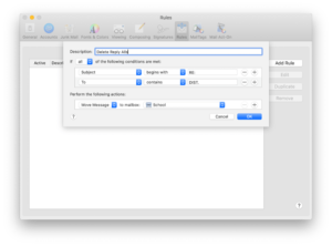 Apple Mail Rule Screenshot